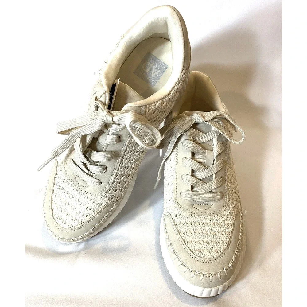 NEW Dolce Vita DV Sneaker Womens 9.5 Platform Natural‎ Ivory Fredi Knit